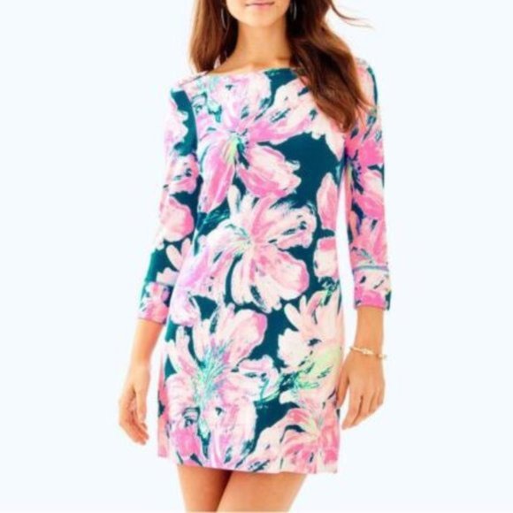 Lilly Pulitzer Dresses & Skirts - Lilly Pulitzer Sophie Dress Womens Medium Tidal Wave Pans Garden Boatneck Shift